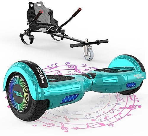 MEGA MOTION Hoverboards con Hoverkart per Bambini, Hoverboards a due Ruote da 6,5 Pollici con Altoparlante Bluetooth, con Luci a LED, Regalo per Bambini e Adolescenti