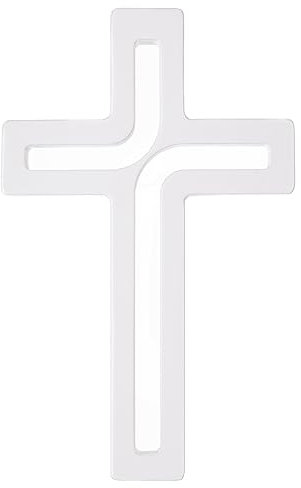 Drewniane Krzyże Croce sospesa in legno di faggio, moderna, da parete, crocifisso, superficie liscia, da appendere, croce in legno (bianco, 18 x 12 x 1,5 cm)