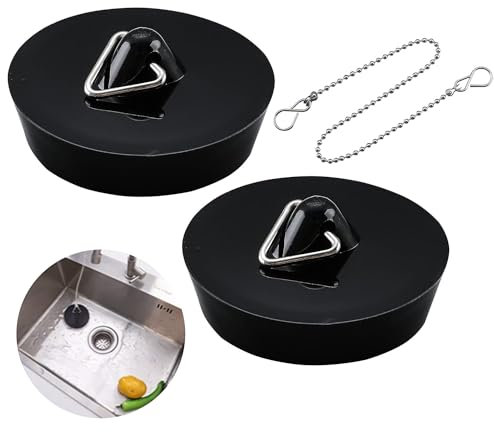 Bouchons Universels, 2 Pièces Bouchon De Vidange, Ø 42-45 Mm, Bouchons d'Évier, Bouchons De Baignoire, Chaîne pour Lavabo, Évier De Cuisine, pour Baignoire, Cuisine, Salle De Baine