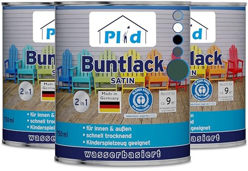 plid® Barniz de color exterior 2,25 l – verde musgo – Color madera exterior e interior – Barniz para madera exterior resistente a la intemperie – Pintura para madera exterior e interior – Color para