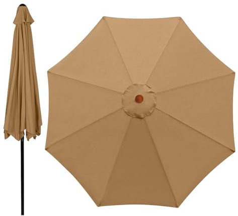 Funda de repuesto para sombrilla de 300 cm, 8 costillas, resistente al agua, protección UV, cubierta de toldo de repuesto para sombrilla, toldo de mesa de mercado al aire libre, tela de repuesto, sin