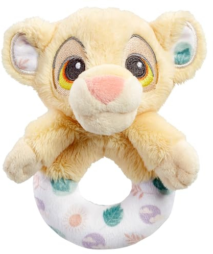 Rainbow Designs Sonajero oficial del Rey León de Disney – Peluche Simba suave perfecto para manos pequeñas – Sonajero suave para bebés de 0 a 6 meses