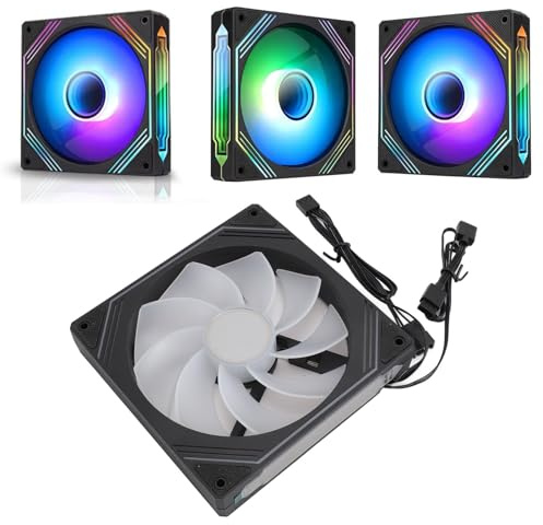 140mm ARGB PWM Chassis Fan, Addressable RGB Cooling Fan 5V 3PIN Connector, 650-1600RPM Speed, PWM Fan for CPU Cooler for Radiator PC Chassis, Quiet & Stable Cooling (Reverse Black)