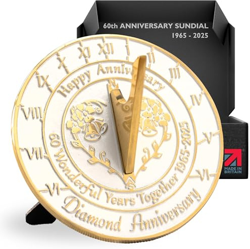 Anniversary Sundial Gift For 60th Diamond Wedding Anniversary In 2025 - Recycled Metal Home Decor Or Garden Present Idea - Handmade In UK For Him, Her Parents Or Couples 60 Year Celebration