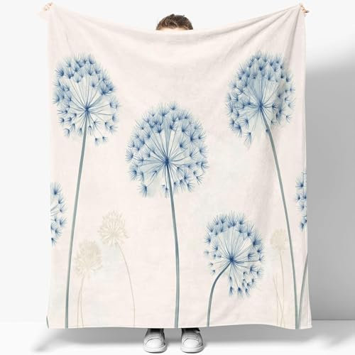 Blumen Kuscheldecke Flauschig 150x200cm Blau Fleecedecke Weich Sofadecke Warm Bettdecke Decken Wohndecke Tagesdecke Sofaüberwurf Decke Couchdecke Bettüberwurf K604