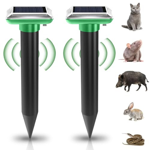 GAOUTO Lot de 2 répulsifs solaires anti-taupes : répulsif solaire à ultrasons, répulsif anti-taupes, répulsif contre les campagnols, lutte contre les parasites pour le jardin