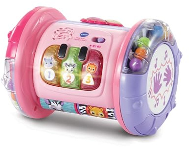 VTech - Magi Rouleau Tam-Tam 3 en 1 Rose - Jouet Musical Évolutif - Tambour Enfant Qui Roule, Motricité Bébé - Jouet d'Activité et de Développement - Cadeau Bébé Dès 9 Mois - Contenu en Français