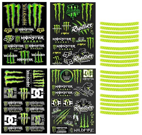 XFSRG Adesivi Moto Monster Energy Kit Decalcomanie Adesivi per Auto Moto Bici Casco Stile Unico e Accattivante Perfetti per Appassionati e Personalizzazione Veicoli