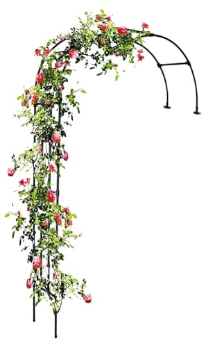Arco de jardín de metal para rosas trepadoras, resistente a la intemperie y decorativo, arco de rosas de media cara para patio, patio, decoración perfecta para el jardín