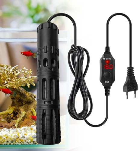 PORFOYO Calefacción de acuario 300W, calentador de acuario, calentador de acuario con pantalla digital LED, termostato ajustable para acuario, mini calefacción de acuario para agua dulce y salada 150L