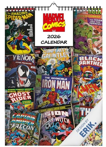 Grupo Erik Calendario 2026 pared grande Marvel - Almanaque pared 2026 : Planificador mensual A3 : Con Ilustraciones a todo Color y Fácil de colgar