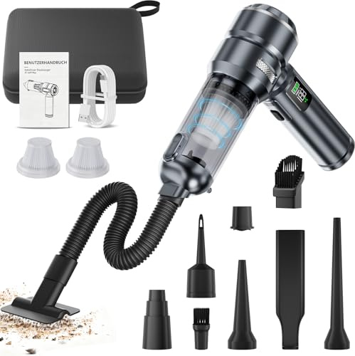 Mini Aspirapolvere a Mano – 24000pa Mini Aspirapolvere Senza Fili per Auto, per PC, Casa, Cucina, Fessure, Angoli, Aspiratore a Mano, Può Servire Come Pompa ad Aria e Ventilatore di Polvere, 6000mAh