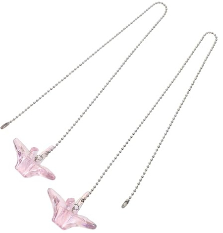 MUSISALY 2 Pezzi Estensori Catena Ventilatore Soffitto con Ciondoli Origami in Cristallo Rosa Estensione Catena Per Lampade Plafoniera Ventilatore Soffitto Estetica Elegante e Facile