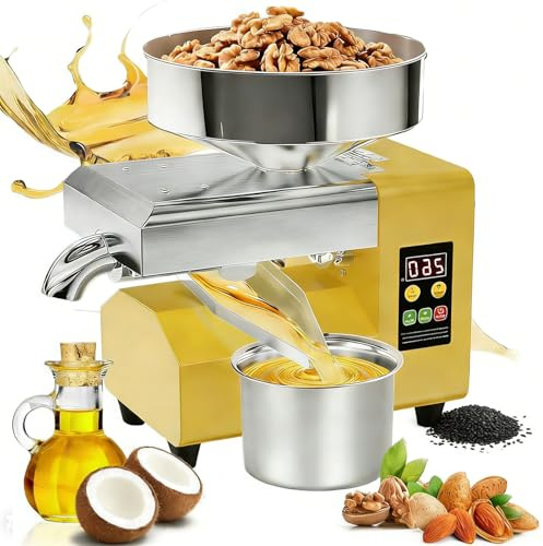 Oljepressmaskin, 1500W Kommersiell Automatisk Oljepress, Rostfritt Stål, Elektrisk Kall- Och Varmpressoljepress, För Jordnötter, Sesam, Kokos, Sojabönor