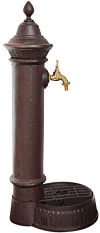 aubaho Standbrunnen 73cm Alu Brunnen Waschbecken Garten im Antik-Stil braun