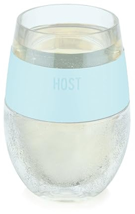 HOST Wine Freeze Cooling Cup, Plastic Double Wall Insulated Freezable Drink Chilling Tumbler with Freezing Gel Wine Glasses for Red and White Wine, Set of 1, 8.5 oz, Ice