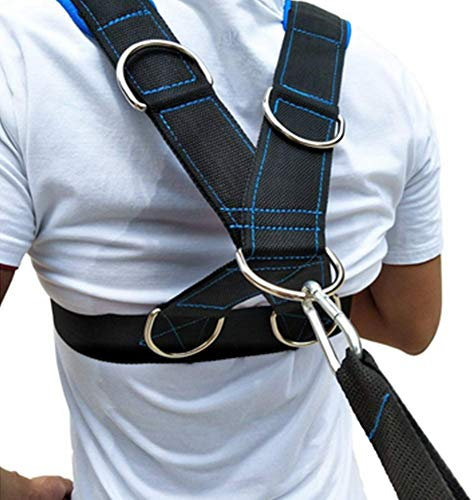 JULYKAI Gewichtete Widerstandsbänder, Speed Strength Training Schlitten Schultergurt Widerstandsband Gürtel Sportausrüstung - Schwarz + Blau