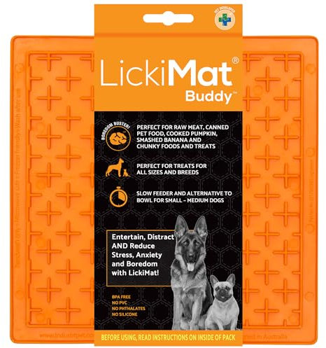 Lickimat Buddy Orange, Schleckmatte Leckmatte für Hunde und Katzen
