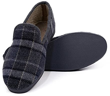 N/S CoboFamily Zapatillas de Casa Hombre Invierno, Zapatillas de Estar por Casa, Zapatos de Tela con Tacón Plano y Punta Cerrada Multicolor, Suela Caucho Talla 41-45 EU (Gris, 41)