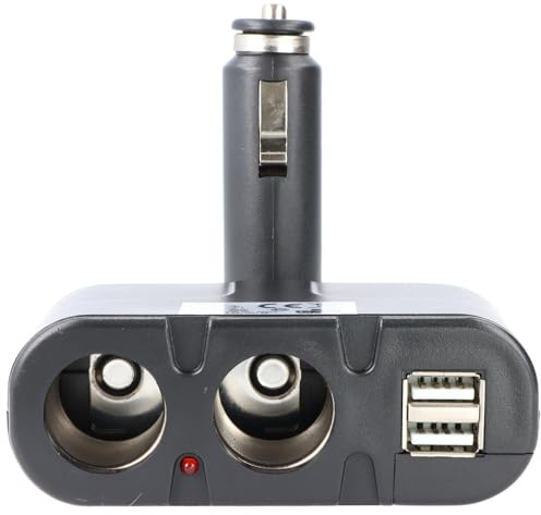 AccuCell Adaptador para Coche, Cargador Mechero a Enchufe, Distribuidor Encendedor Cigarrillos – Macho a 2 Conectores + USB