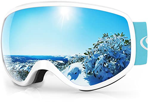 Findway Gafas Esqui Niños 3~12 Años Mascara Esqui Niño Gafas de Esqui Niña Niño,Ajustable Anti-Niebla Protección UV Compatible con Casco para Esquiar Snowboard Deportes de Invierno