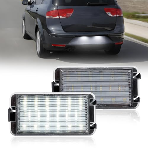 NSLUMO Luci Targa LED Compatibili con Seat Ibiza Cordoba Leon Toledo 1M Arosa, Fanale Posteriore Targa Lente Trasparente Super Luminoso Ricambio Accessorio 2 Pezzi