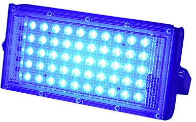 QQY Foco LED Exterior, Luz de Seguridad al aire libre súper brillante 5000ml, Lámpara de pared de iluminación de inundación impermeable ip66 Patio trasero del patio del garaje (50W, Azul)