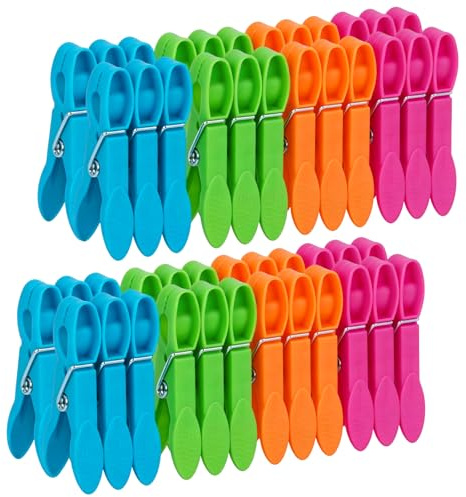 Clothes Pins，24 Pack Colored Plastic Clothespins，Heavy Duty Clothes Pins，Non-Slip Laundry Clips for Hanging Clothes，Crafts & Food Packaging，Ideal for Outdoor and Indoor Use