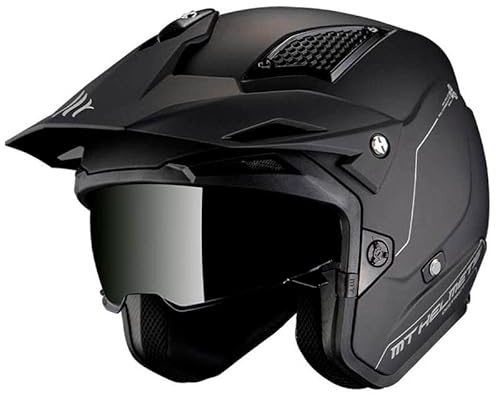 Casco MT District SV Solid Negro Mate | Casco de Moto Jet Trial | Helmets Unisex Hombre y Mujer (M)