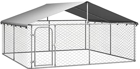 Chenil d'extérieur pour Chien, Enclos Niche Cage pour Chien Métal Chenil extérieur avec Toit 300x300x150 cm