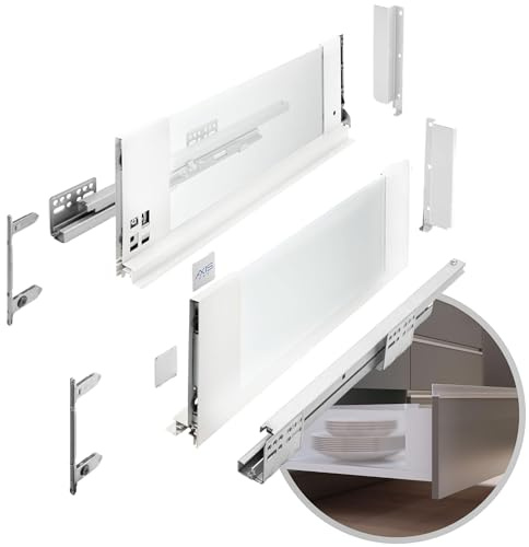 GTV – Lådsystem AXIS PRO | Låda med glassidor | Lådsystem | Höjd: 167 mm längd: 300 mm | Vit med mjölkglas
