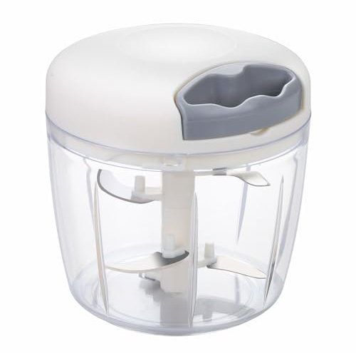 Tritatutto Manuale, Bianco 900ML 5 Lame Trita Verdure Manuale, Moderno e Compatto per Tagliare Cipolla, Insalata, Noci, Pesto, Alimenti per Bambini e Altro (Bianco, 900ML)