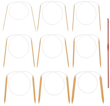 9 Ferri Da Maglia Rotondi in Legno, Uncinetto, Bacchetta per Maglieria Con Tubo Trasparente, Strumenti per Maglieria, Aghi a Doppia Punta