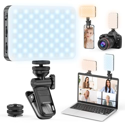 120 LED Luz Selfie con Clip Frontal y Trasero para Móvil/Portátil, 3 Modos de Luz Teléfono Móvil Selfie Luz con Clip, Compacto para Teléfono Móvil, Reuniones Zoom, Videollamadas, Ordenador Portátil