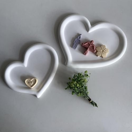 2 moldes de silicona con forma de corazón, bandeja de silicona con ranuras en forma de corazón, bandeja de moldes de silicona, posavasos para hacer frutas, té, joyas, platos artesanales