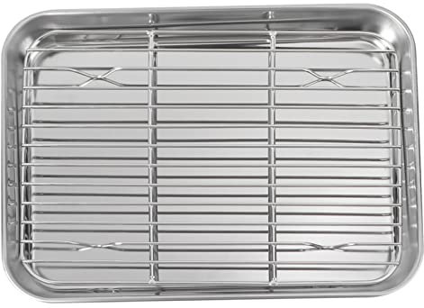 SOIMISS Set Da 2 Pezzi Set vassoio da forno di scolaggio cottura in acciaio grasso piccola teglia Cottura al forno vassoio di raffreddamento per la cottura forniture di cottura Silver