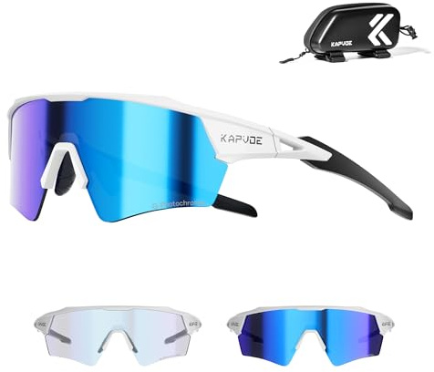 KAPVOE Occhiali Ciclismo Fotocromatici Uomo Occhiali da Sole Sportivi Donna TR90 Occhiali Bici da Corsa Trasparenti Occhiali MTB Anti-UV400 Occhiali da Ciclista Running Bicicletta Mountain Bike Blu