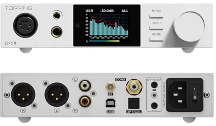 Topping DX5II helt symmetrisk DAC-hörlursförstärkare Dual ES9039Q2M 10 Band PEQ DSD512 Native PCM768kHz 6,35 mm SE 4,4 mm balanserad 4-stifts XLR-utgång (vit)
