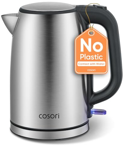 COSORI Electric Kettle, Plastic-Free Interior, 2 Lid Opening Angles, Easy to Clean, Automatic Shut Off & Boil-Dry Protection, Stainless Steel Tea Kettle, Hot Water Boiler & Heater, 1.7L, 1500W