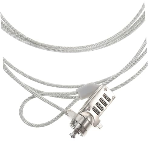 FIXOSHEE Candado Cable De Acero Antirrobo para Portátil, Contraseña De 4 Dígitos, Cable De 3,5 Mm x 1,8 M, Compatible Computadoras Portátiles y Estaciones De Trabajo, Uso Empresarial, Color Negro
