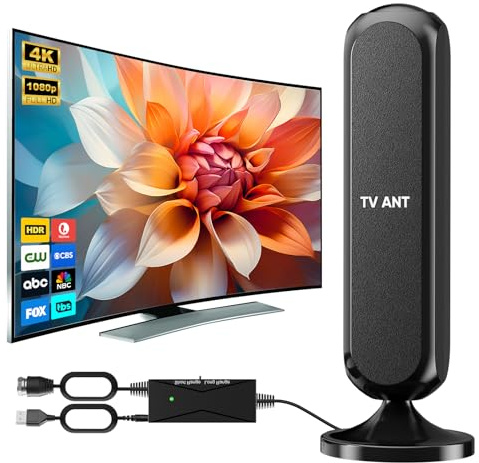 WERCHTAY Digital Indoor TV Antenna for Smart TV - 4K 1080p HD Local Channels with Signal Booster - High Gain Compact Antenna (Style Column)