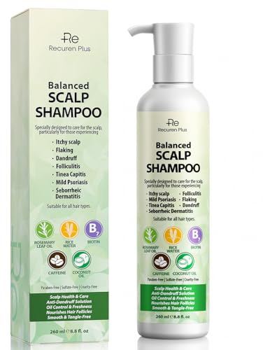 Antifungal Shampoo for Folliculitis and Seborrheic Dermatitis: Scalp Psoriasis Treatment, Dandruff & Itchy Scalp Relief with Salicylic Acid, Piroctone Olamine, Rosemary & Coconut Oil 8.8 fl.oz