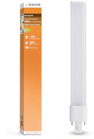SEBSON Lampada LED G23 5W – sostituisce Lampada CFL compatta 11W