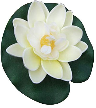 Domary 7 Tum Konstgjorda Flytande Blommor för Dekoration Av Dammpool Akvarium, Naturtrogen EVA-skumblad med Krok, Väderfalsk Vattenväxt