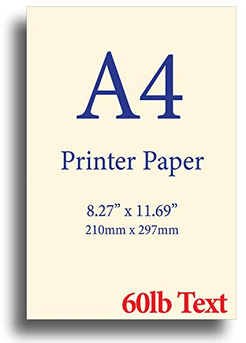 Natural Cream A4 Printer Paper - 60lb Text (90 gsm) - 8.3x 11.7 - 100 Sheets