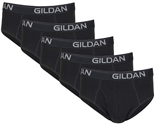 Gildan Men's Underwear Cotton Stretch Briefs, 5-Pack, Black Soot (5-Pack), Medium