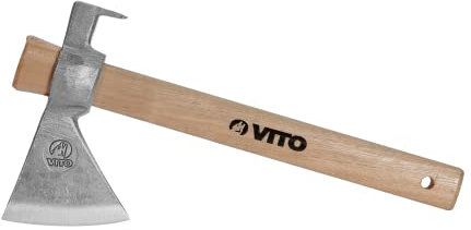 VITO Garden - Universalaxt mit Nagelzieher - Axt - Beil - zum Spalten Kleiner bis mittelgroßer Holzscheite und Äste - hochwertig und traditionell geschmiedete Axt