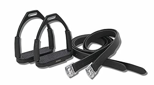 AMKA Steigbügel mit Gelenk schwarz Sicherheitssteigbügel mit Steigbügelriemen im Set