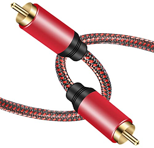 Cable de audio coaxial digital de 15 m 1 RCA macho a 1 RCA macho cable de video RCA trenzado de nailon para subwoofer cine en casa televisión de alta definición sistemas de alta fidelidad (15 m)
