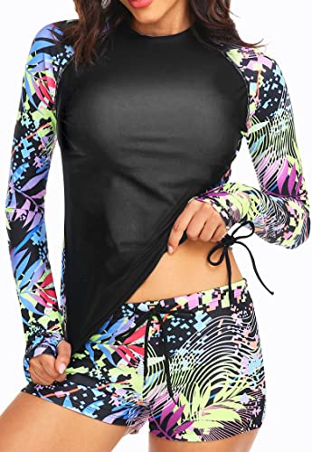 UNIQUEBELLA Rash Guard da donna, protezione UV UPF 50+ a maniche lunghe, maglietta da surf con bellissimi motivi, costume da bagno, tankini - Costume da bagno per il nuoto XS-XL, rashguard per donne